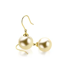 Hot Zinzi 30mm Gold 14 krt gouden oorhangers met ronde goudkleurige Swarovski crystal parel 12mm ZGO25G