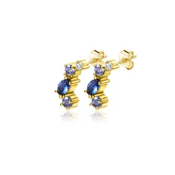 Sale Zinzi 9mm Gold 14 krt gouden fantasie oorstekers bezet met witte, lichtblauwe en donkerblauwe zirconia's ZGO381