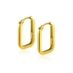 Zinzi 16mm Gold 14 krt gouden rechthoekige oorringen met luxe klapsluiting 16mm x 2mm vierkante buis ZGO362