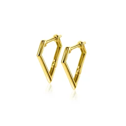 Outlet Zinzi 16mm Gold 14 krt gouden oorringen in diamantsvorm met scharniersluiting 16 x 2mm ZGO526