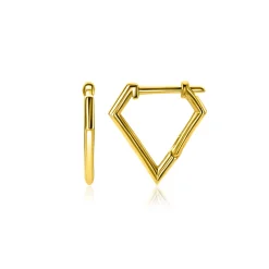 Outlet Zinzi 16mm Gold 14 krt gouden oorringen in diamantsvorm met scharniersluiting 16 x 2mm ZGO526