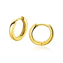 Zinzi 12mm Gold 14 krt gouden oorringen met luxe klapsluiting 12mm x 1,7mm vierkante buis ZGO321