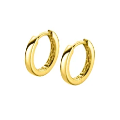 Zinzi 12mm Gold 14 krt gouden oorringen met luxe klapsluiting 12mm x 1,7mm vierkante buis ZGO321