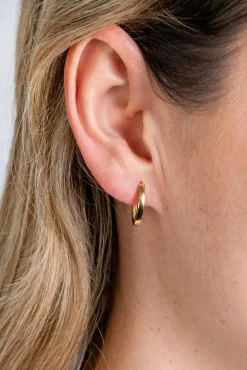 Zinzi 12mm Gold 14 krt gouden oorringen met luxe klapsluiting 12mm x 1,7mm vierkante buis ZGO321