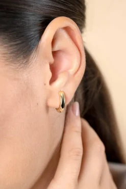 Discount Zinzi 14mm Gold 14 krt gouden oorringen brede ronde buis 5mm, met luxe klapsluiting ZGO436