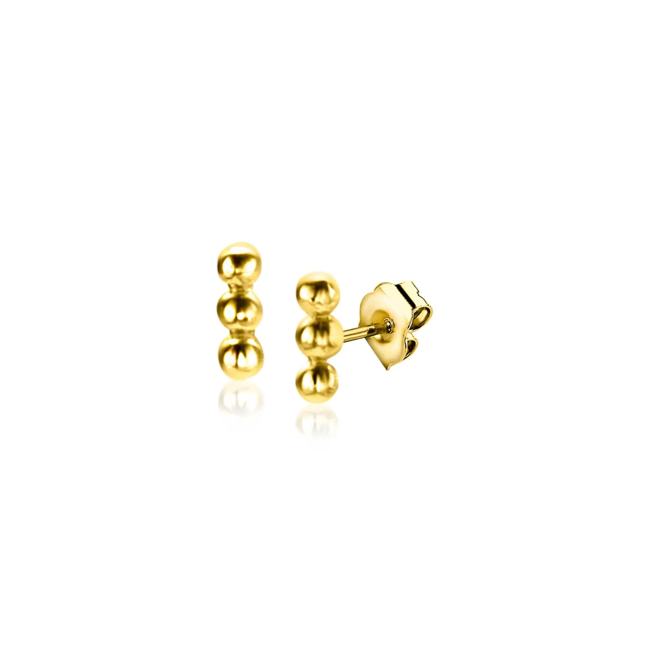 Zinzi 4mm Gold 14 krt gouden oorknoppen met drie bolletjes ZGO414