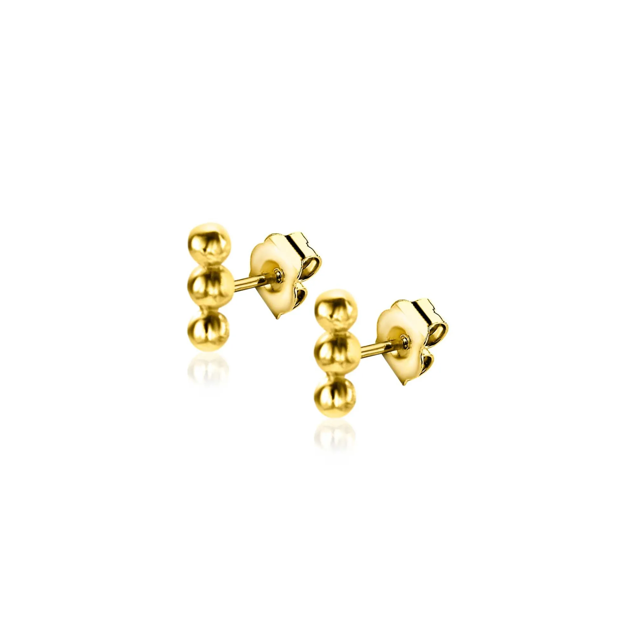 Zinzi 4mm Gold 14 krt gouden oorknoppen met drie bolletjes ZGO414