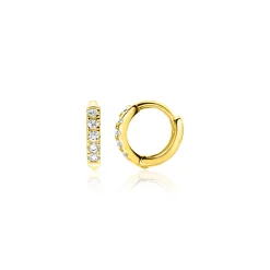 New Zinzi 8mm Gold 14 krt gouden oorringen bezet met witte zirconia's, luxe klapsluiting 8x1,6mm ZGO467