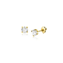 Sale Zinzi 3mm Gold 14 krt gouden oorknopjes bezet met een witte zirconia in vierpootszetting ZGO475