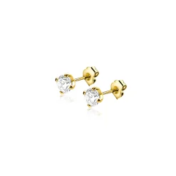 Sale Zinzi 3mm Gold 14 krt gouden oorknopjes bezet met een witte zirconia in vierpootszetting ZGO475
