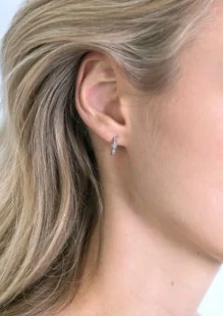 Online Zinzi 11mm Gold 14 krt gouden oorringen bezet met witte zirconia's met luxe klapsluiting 11mm x 2,1mm vierkante buis ZGO427Z