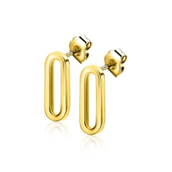 Discount Zinzi 14mm Gold 14 krt gouden oorstekers met trendy paperclip-schakel 14mm ZGO359