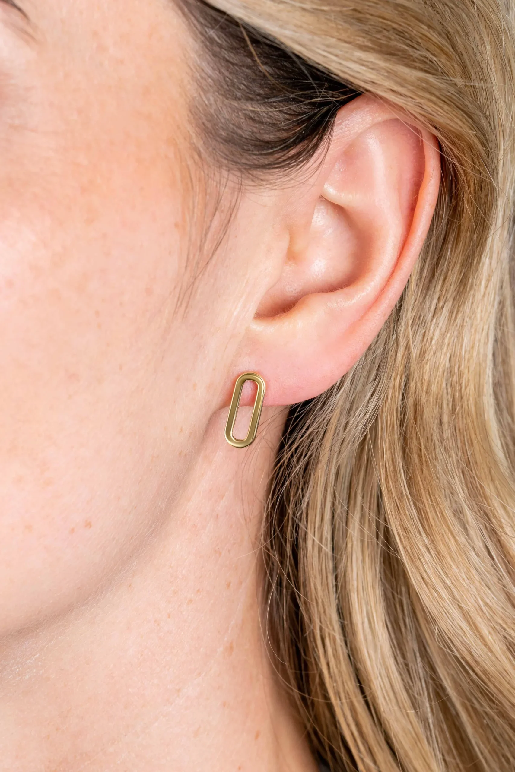 Discount Zinzi 14mm Gold 14 krt gouden oorstekers met trendy paperclip-schakel 14mm ZGO359