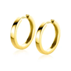 Clearance Zinzi 17,5mm Gold 14 krt gouden oorringen met luxe klapsluiting 17,5mm x 2,3mm vierkante buis ZGO430