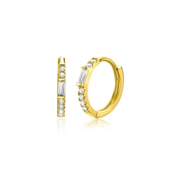 Sale Zinzi 13,5mm Gold 14 krt gouden oorringen bezet met witte zirconia's, luxe klapsluiting 13,5 x 1,5mm ZGO403