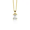 Outlet Zinzi 11mm Gold 14 krt gouden hanger met rechthoekige witte zirkonia in chatonzetting ZGH509 (zonder collier)