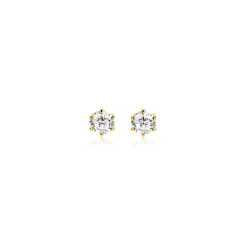 Outlet Zinzi 4,5mm Gold 14 krt gouden oorknoppen bezet met een witte zirkonia in zespootszetting ZGO544