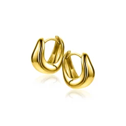Clearance Zinzi 13mm gold plated zilveren oorringen organisch gevormd 5,5mm breed met luxe klapsluiting ZIO2608G