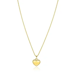 Sale Zinzi 18mm gold plated zilveren hanger hart met parelrand voor gravure ZIH2652G (zonder collier)