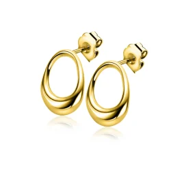Sale Zinzi 17mm gold plated zilveren oorstekers open rond in organische vorm ZIO2670G