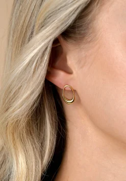 Sale Zinzi 17mm gold plated zilveren oorstekers open rond in organische vorm ZIO2670G