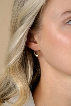 Sale Zinzi 17mm gold plated zilveren oorstekers open rond in organische vorm ZIO2670G
