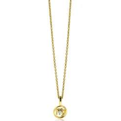 Discount Zinzi 9mm gold plated zilveren Maagd sterrenbeeldhanger bezet met witte zirconia ZIHY-MAA (zonder collier)