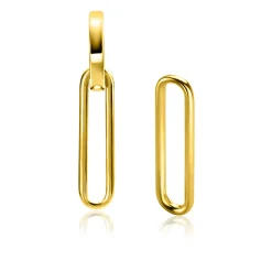 Sale Zinzi 28mm gold plated zilveren oorbedels open ovale vorm glad ZICH2416G (zonder oorringen)