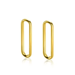 Sale Zinzi 28mm gold plated zilveren oorbedels open ovale vorm glad ZICH2416G (zonder oorringen)