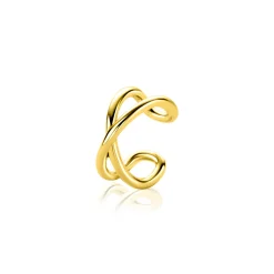 Zinzi 12,5mm gold plated zilveren ear cuff cross-over gladde buis 5,5mm breed per stuk geprijsd ZIO-CUFF5G