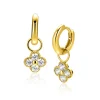 Clearance Zinzi 8mm gold plated zilveren oorbedels klavertje ZICH2735Y (zonder oorringen)