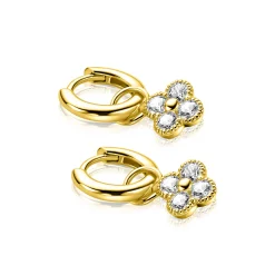 Clearance Zinzi 8mm gold plated zilveren oorbedels klavertje ZICH2735Y (zonder oorringen)