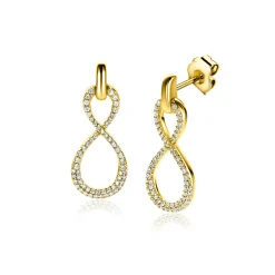 Sale Zinzi 24mm gold plated zilveren oorsieraden infinity bezet met witte zirconia's ZIO2570Y