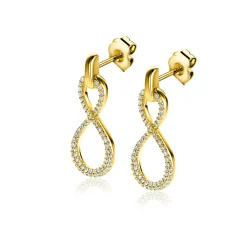 Sale Zinzi 24mm gold plated zilveren oorsieraden infinity bezet met witte zirconia's ZIO2570Y