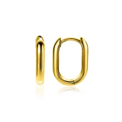 Zinzi 15,5mm gold plated zilveren oorringen in ovale vorm met ronde buis 3mm breed ZIO2604G
