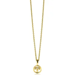 Clearance Zinzi 9mm gold plated zilveren Ram sterrenbeeldhanger bezet met witte zirconia ZIHY-RAM (zonder collier)