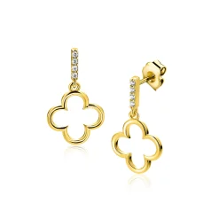 Online Zinzi 20mm gold plated zilveren oorstekers open klaver ZIO2743