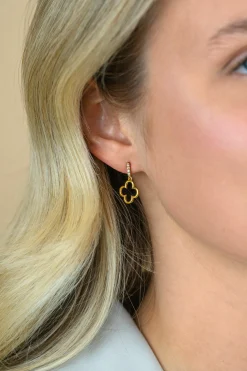Online Zinzi 20mm gold plated zilveren oorstekers open klaver ZIO2743