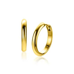 Outlet Zinzi 20mm gold plated zilveren gladde oorringen met ronde buis 3mm met luxe klapsluiting ZIO2602G