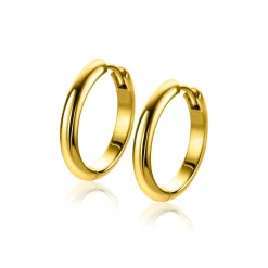 Outlet Zinzi 20mm gold plated zilveren gladde oorringen met ronde buis 3mm met luxe klapsluiting ZIO2602G