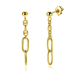 Hot Zinzi 35mm gold plated zilveren oorstekers met fijne marine schakels en twee ovale schakels ZIO2413G