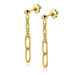 Hot Zinzi 35mm gold plated zilveren oorstekers met fijne marine schakels en twee ovale schakels ZIO2413G