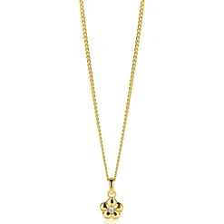 Sale Zinzi 16mm gold plated zilveren bloem hanger, bezet met witte zirconia ZIH2620 (zonder collier)