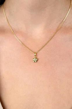 Sale Zinzi 16mm gold plated zilveren bloem hanger, bezet met witte zirconia ZIH2620 (zonder collier)