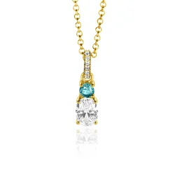Discount Zinzi 19mm gold plated zilveren hanger blauw wit met luxe hangoog ZIH2438 (zonder collier)
