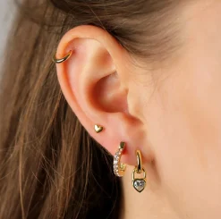 Discount Zinzi 4mm gold plated zilveren oorknopjes hartje ZIO2365G