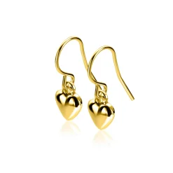 New Zinzi 23mm gold plated zilveren oorhangers met bol hart ZIO2661
