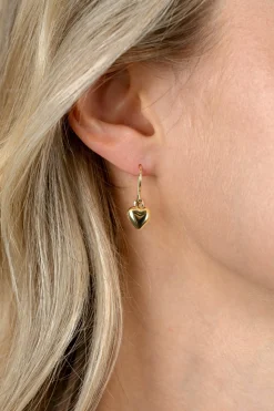 New Zinzi 23mm gold plated zilveren oorhangers met bol hart ZIO2661