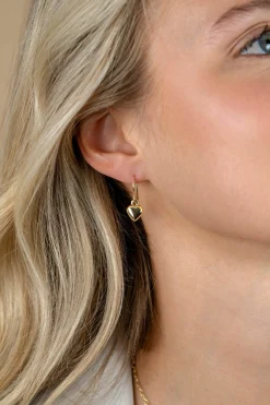 New Zinzi 23mm gold plated zilveren oorhangers met bol hart ZIO2661
