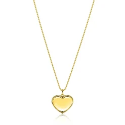 Outlet Zinzi 23mm gold plated zilveren hanger hart met parelrand voor gravure ZIH2654G (zonder collier)